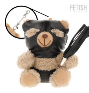BDSM teddybeer Luno met zwart masker en zweep – Fetish Submissive verzamelobject