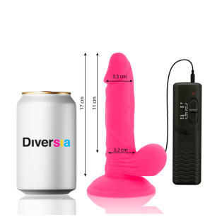 DIVERSIA flexible vibrating dildo 17 cm pink – image 3
