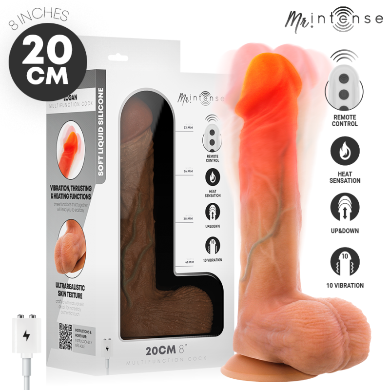 Logan silicone vibrator dildo with warming function and remote control 20 cm – image 1