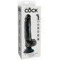 Vibrating dildo with testicles, 23 cm, black – image 2