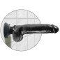 Vibrating dildo with testicles, 23 cm, black – image 4