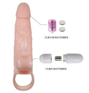 Vibrating penis sleeve with rabbit 16,5 cm – image 6