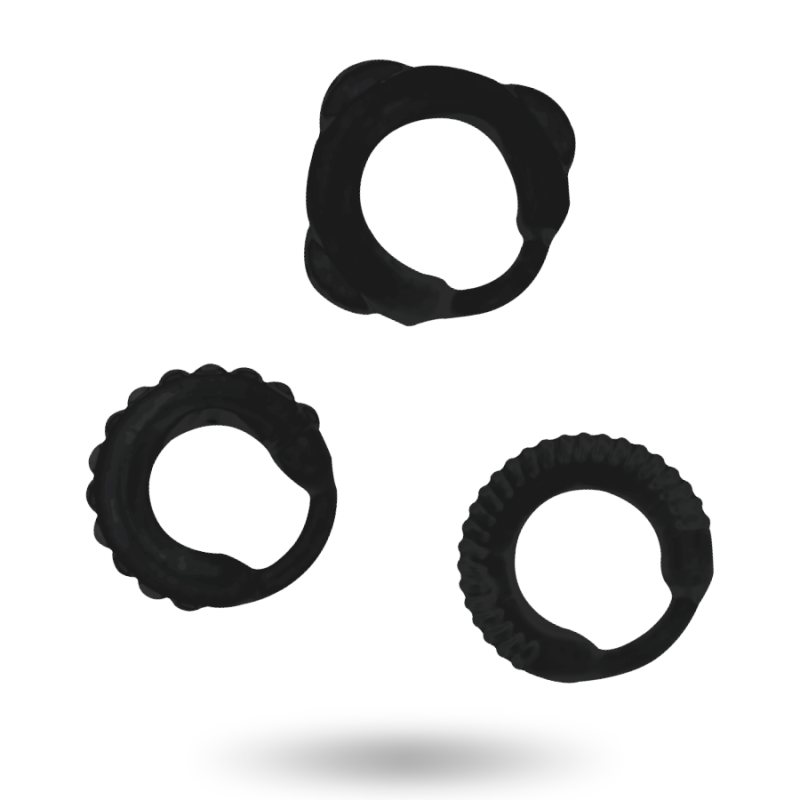 ADDICTED TOYS set of 3 black penis rings 35 mm – image 1 ADDICTED TOYS set of 3 black penis rings 35 mm – image 1