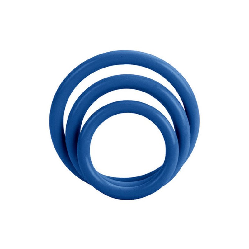 Calexotics set of three blue penis rings, 3 cm – image 1 Calexotics set of three blue penis rings, 3 cm – image 1