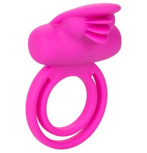 CalExotics Dual Clit Flicker, anneau pénien vibrant en silicone rose – photo 1