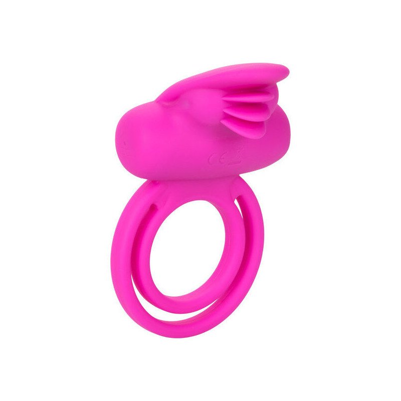 CalExotics Dual Clit Flicker, anneau pénien vibrant en silicone rose – photo 1