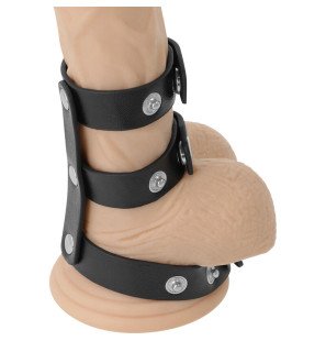 Adjustable Leather Penis and Testicle Ring by Darkness – image 2