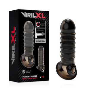 VIRILXL penisverlenging sleeve V15 zwart 13,5 cm