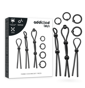 Addicted Toys – zestaw 7 elastycznych silikonowych pierścieni erekcyjnych – zdjęcie 2