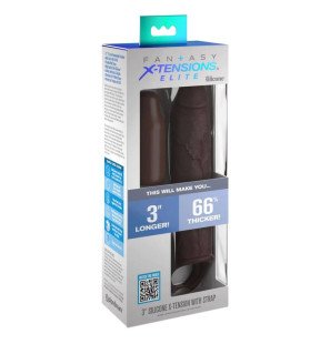 Fantasy X-Tensions przedłużka penisa z paskiem, 17,78 cm, brązowa – zdjęcie 3