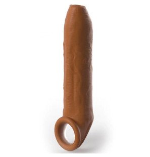 Penis-Sleeve für unbeschnittene Penisse mit Halteband, 17,78 cm, in Karamell – Bild 1