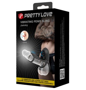 Pretty Love Jammy penis sleeve met 12 vibraties en oplaadbare siliconen tong – foto 11