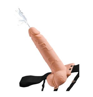 Regulowana realistyczna uprząż z penisem i tryskającymi jądrami, 19 cm – zdjęcie 1