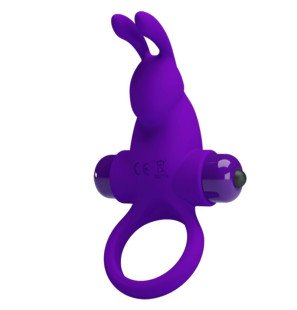 Purple vibrating penis ring with rabbit design – image 2