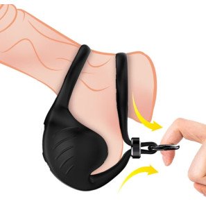 Anneau pénien vibrant ARMONY Manta pour testicules avec télécommande – noir – photo 2