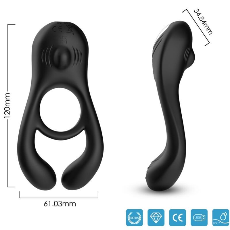 Vibrating Penis Ring with Double Clamp Armony Veyron, Black, 35 mm – image 1