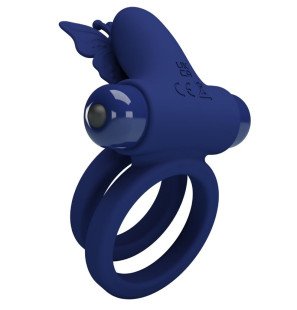 Pretty Love Jamele vibrerende dubbele penisring met vlinderstimulator – foto 3