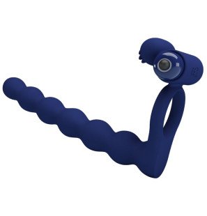 Anneau pénien vibrant Pretty Love Ajmal avec plug bleu – photo 1