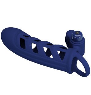 Vibrating penis ring with blue silicone cover – image 1