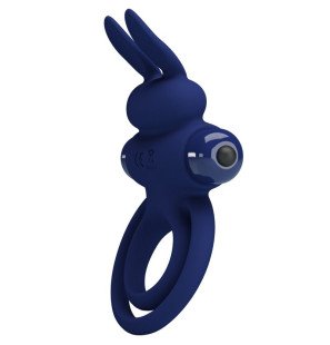 Darey Double Vibrating Penis Ring with Rabbit Design, Blue – image 2