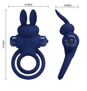 Darey Double Vibrating Penis Ring with Rabbit Design, Blue – image 6