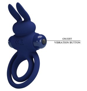 Darey Double Vibrating Penis Ring with Rabbit Design, Blue – image 7