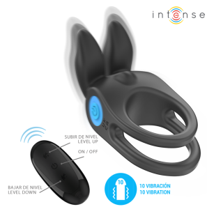 INTENSE FOR HIM double vibrating cock ring with 10 vibrations, black – image 3