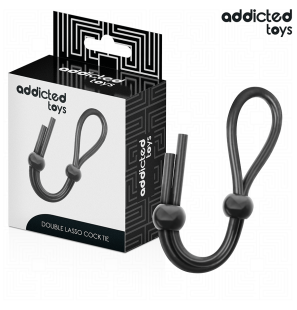 ADDICTED TOYS silikonowy podwójny pierścień na penisa ze sznurem o długości 195 mm – zdjęcie 2