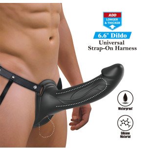Pretty Love Landon Black wibrujący strap-on 18 cm – zdjęcie 1
