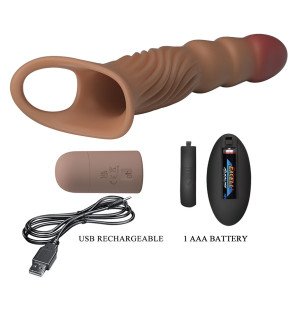 Pretty Love nakładka na penisa z teksturą, wibracjami i pilotem – zdjęcie 8