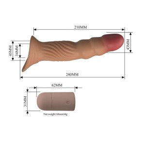 Pretty Love nakładka na penisa z teksturą, wibracjami i pilotem – zdjęcie 9