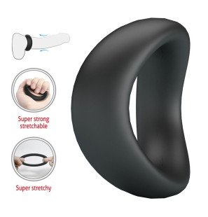 Czarny ergonomiczny silikonowy pierścień na penisa Crazy Bull Valen – zdjęcie 6