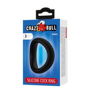 Czarny ergonomiczny silikonowy pierścień na penisa Crazy Bull Valen – zdjęcie 8