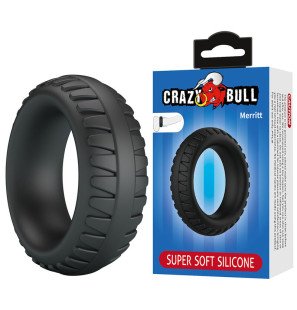Crazy Bull Merritt anneau pénien en silicone texturé noir – photo 2