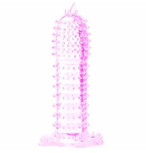 Roze penis sleeve met stimulerende dots 14 cm – foto 1