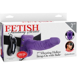 Vibrating Strap-On with Harness and Hollow Dildo 17,8 cm – Purple – image 2