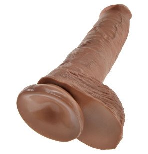 Realistyczne dildo z jądrami 19,8 cm o smaku karmelu – zdjęcie 4