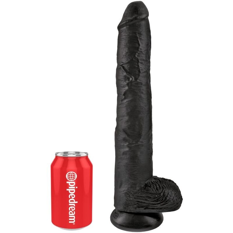 Realistic Dildo with Testicles, 30,5 cm, Black – image 1