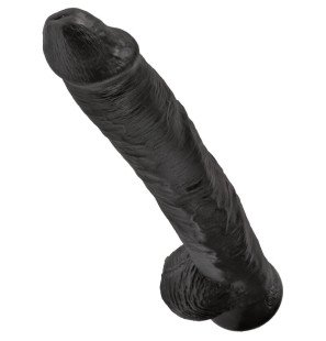 Realistic Dildo with Testicles, 30,5 cm, Black – image 4