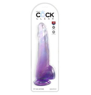 Transparenter Dildo mit Hoden KING COCK, 19 cm, violett – Bild 2