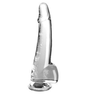 Transparent Dildo with Testicles 19 cm – KING COCK – image 1