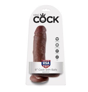 Realistyczne dildo z jądrami 20,3 cm, brązowe – zdjęcie 2