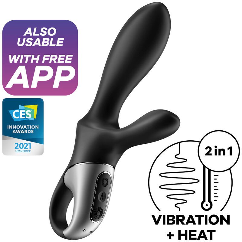 Satisfyer Heat Climax+ – sterowany aplikacją czarny wibrator analny – zdjęcie 1