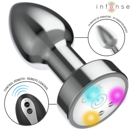 Intense metal vibrating anal plug with LED lighting and remote control – image 2