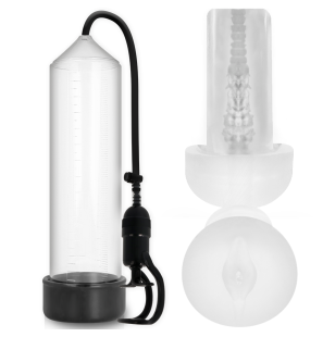 Przezroczysta pompka do penisa z masturbatorem RX5 firmy Pump Addicted 23 cm – zdjęcie 1