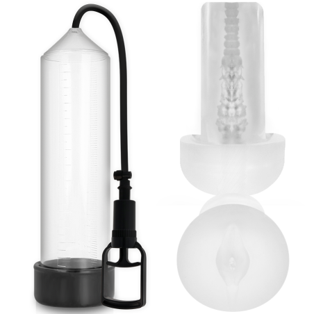 Transparente Penispumpe mit Masturbator PUMP ADDICTED RX7 24 cm
