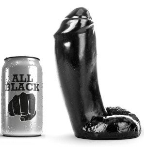 Realistischer Dildo 16 cm x 6 cm All Black mit Hoden – Bild 1