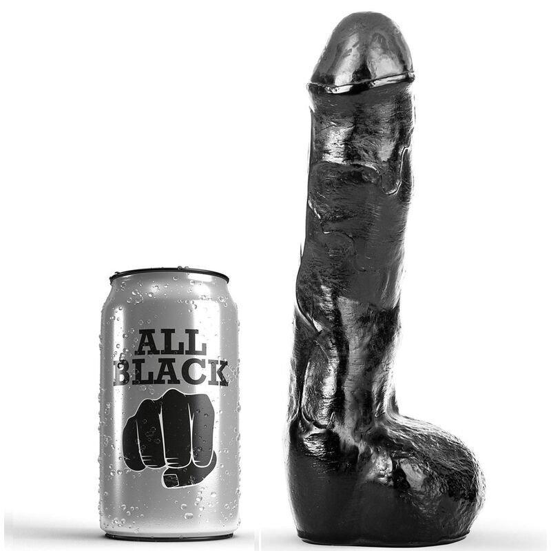 Realistische anale dildo All Black 20 cm met golvende textuur – foto 1
