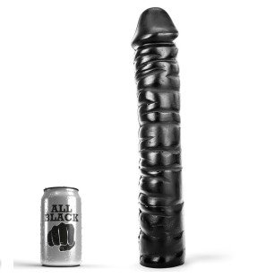 All Black gerippter Dildo aus PVC, 38 cm, für die vaginale und anale Anwendung – Bild 1