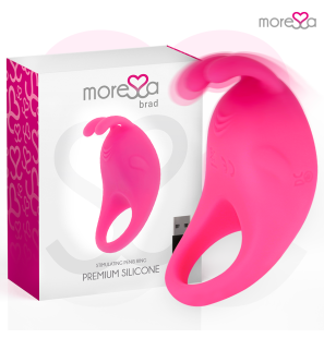 MORESSA Brad oplaadbare siliconen penisring roze 39 mm – foto 2